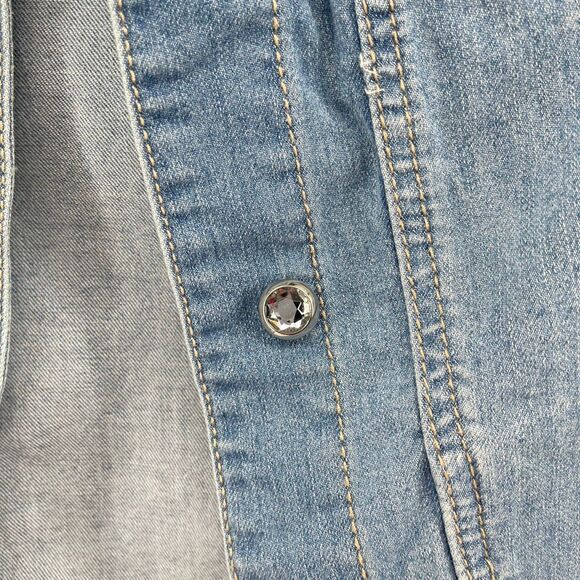 Earl Jean Y2K Rhinestone Embellished Light Wash Denim Jacket Women’s Large NWT - Picture 5 of 17